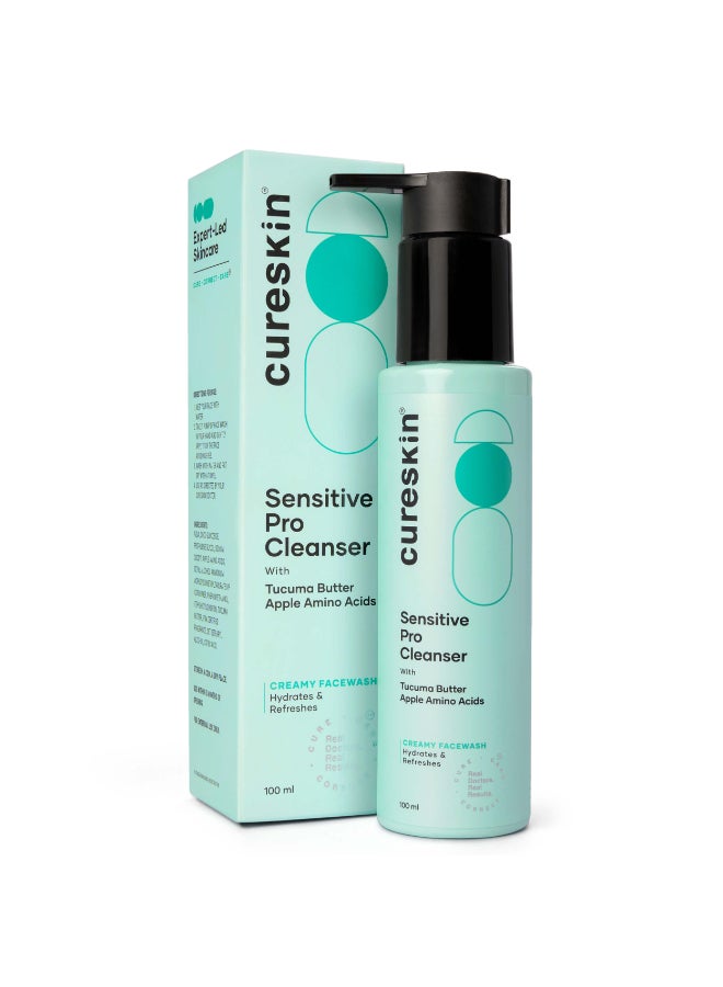 Cureskin Sensitive Pro Cleanser with Tucuma Butter & Apple Extracts for Sensitive Skin Face Wash, 100 ml (Pack of 1) - Image 1